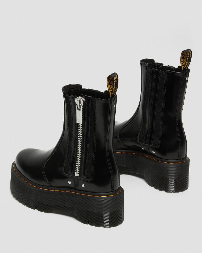 Women's Dr Martens 2976 Max Leather Platform Chelsea Boots Black | AU 111YXF